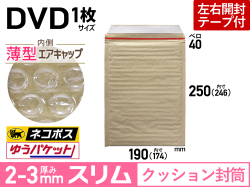 薄型【１箱（６００枚）】(＠15.73円) クッション封筒薄型エアキャップスリム（DVD1枚　茶色）